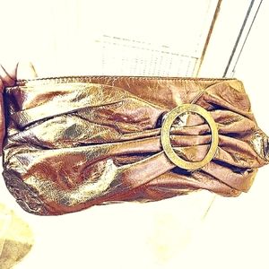 Fossil Leather Metallic Gold Clutch